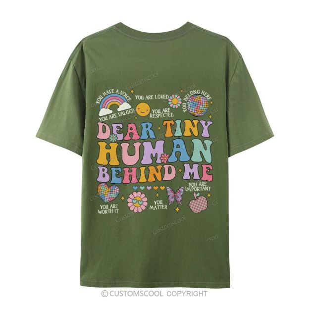 Dear Tiny Human Behind Me Casual Short Sleeve T-Shirt Customscool