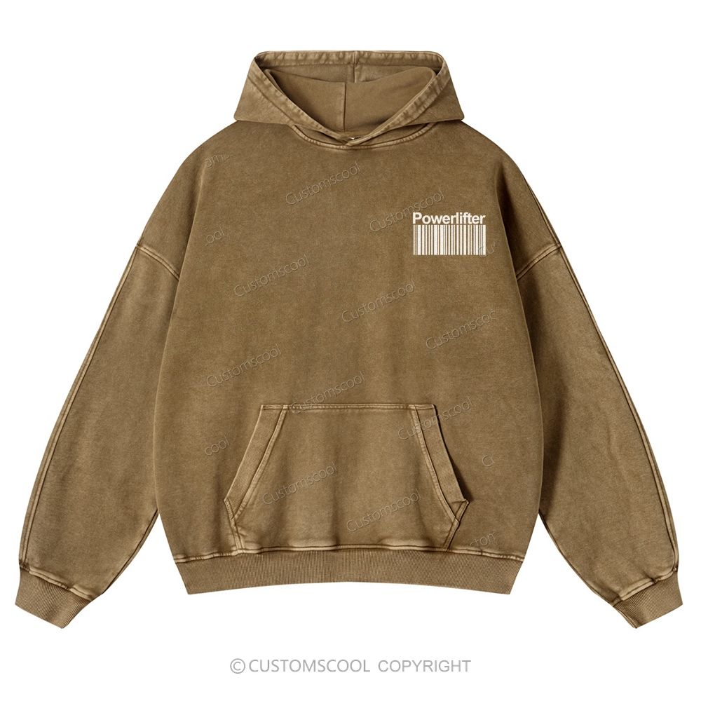 Powerlifter Casual Washed Hoodie Customscool