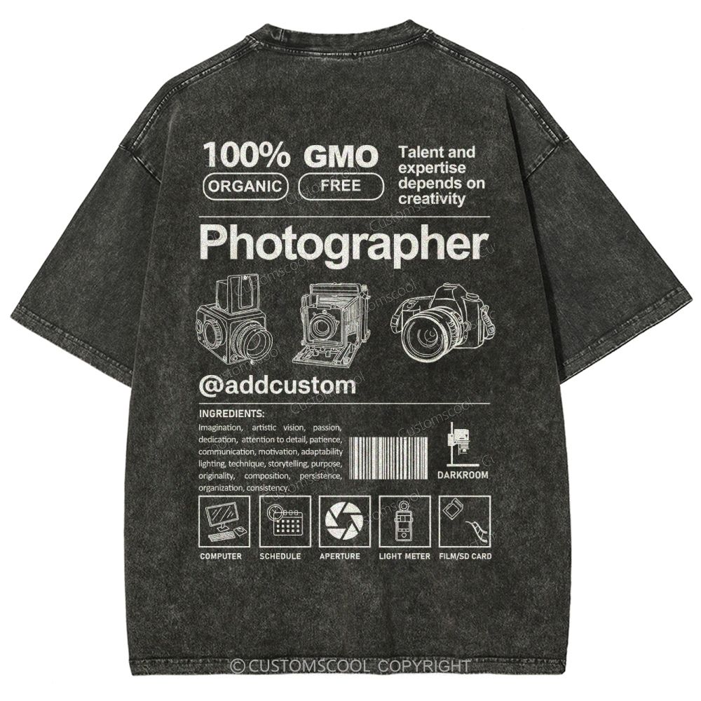Photographer Addcustom Unisex Fit Washed T-Shirt Customscool