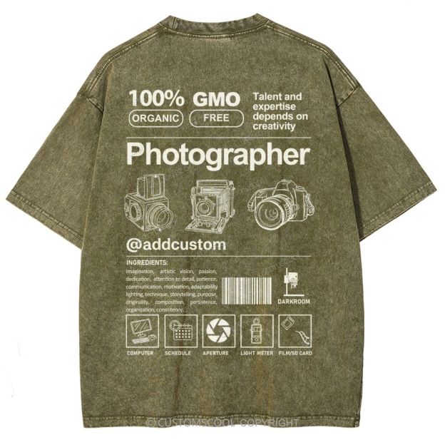 Photographer Addcustom Unisex Fit Washed T-Shirt Customscool
