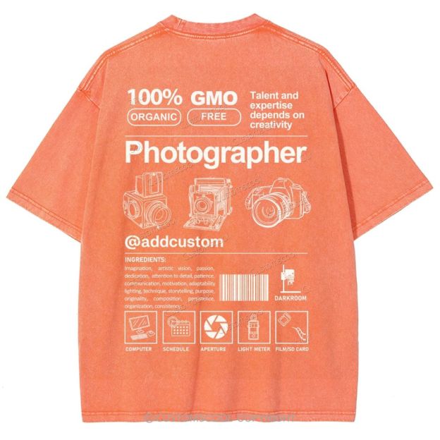 Photographer Addcustom Unisex Fit Washed T-Shirt Customscool