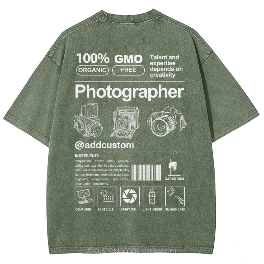Photographer Addcustom Unisex Fit Washed T-Shirt Customscool