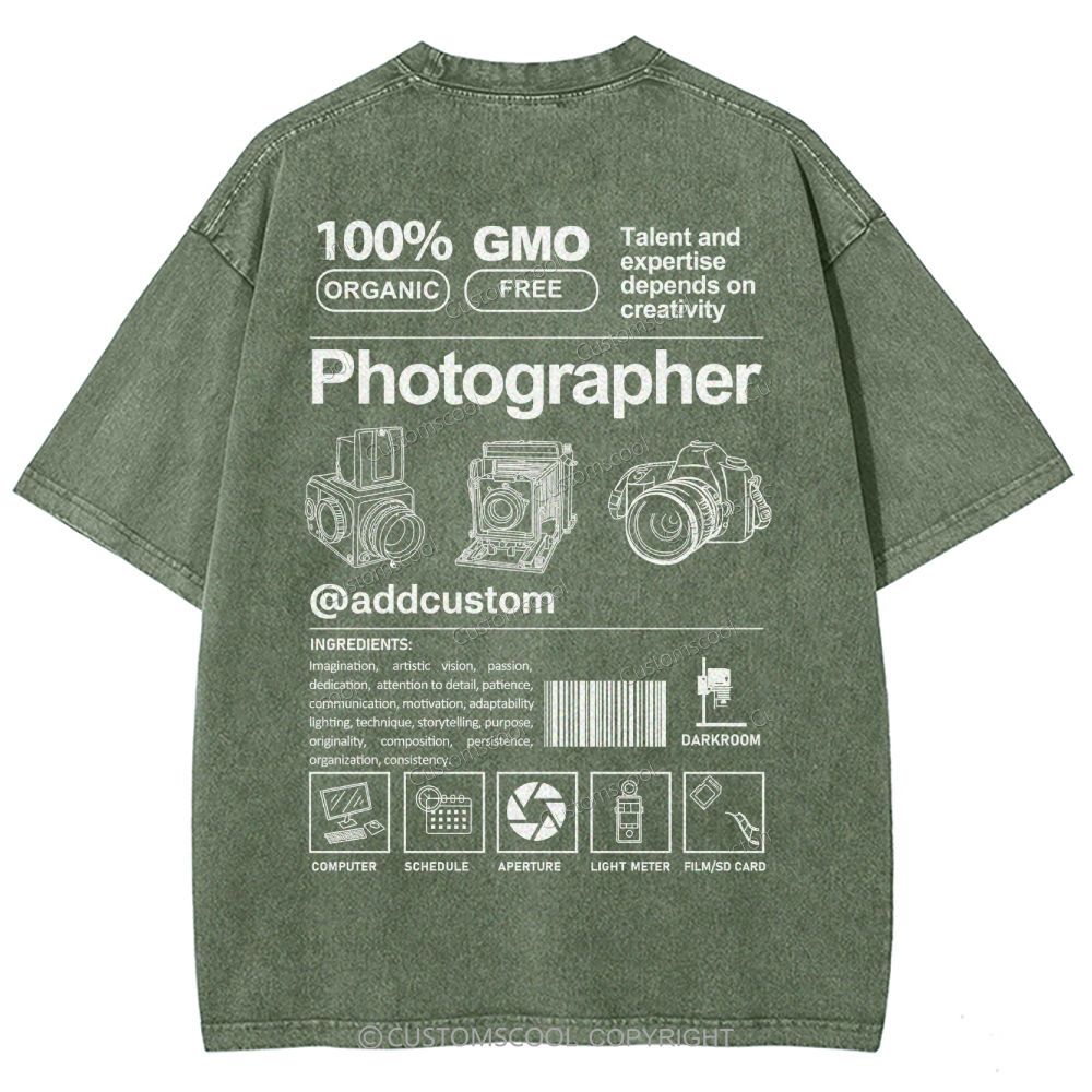 Photographer Addcustom Unisex Fit Washed T-Shirt Customscool