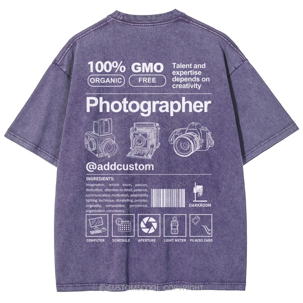 Photographer Addcustom Unisex Fit Washed T-Shirt Customscool