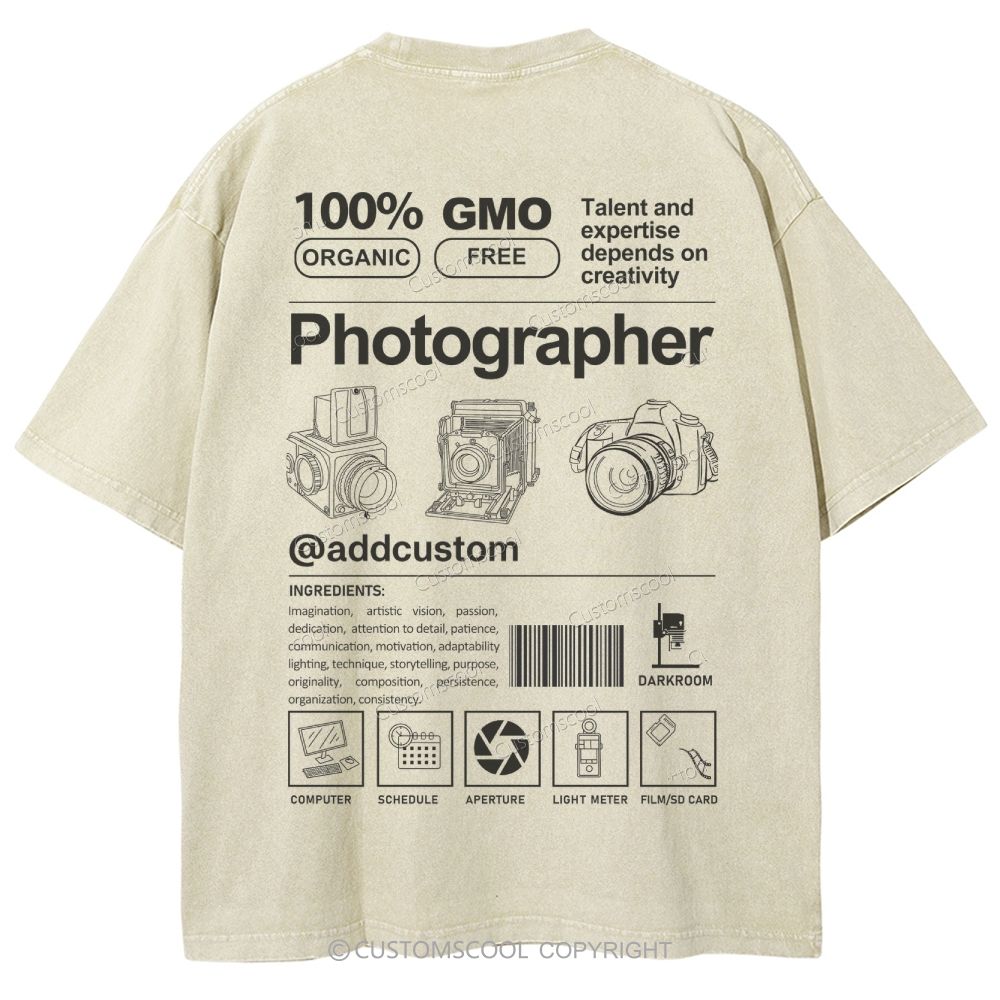 Photographer Addcustom Unisex Fit Washed T-Shirt Customscool