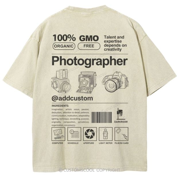 Photographer Addcustom Unisex Fit Washed T-Shirt Customscool
