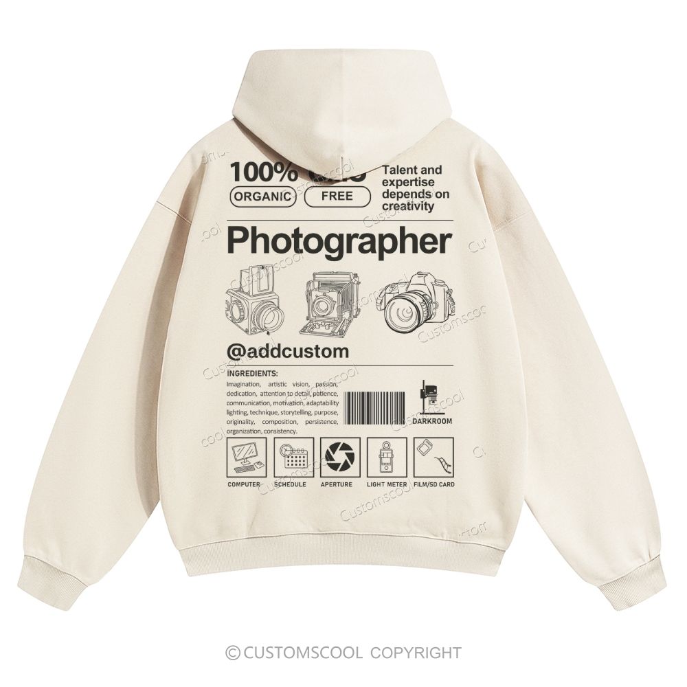 Photographer Addcustom Solid Color Hoodie Customscool