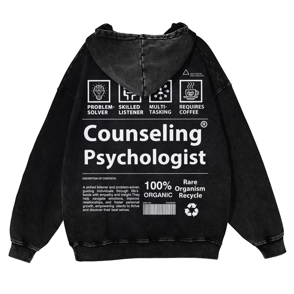 Counseling Psychologist Unisex Fit Vintage Washed Hoodie Customscool