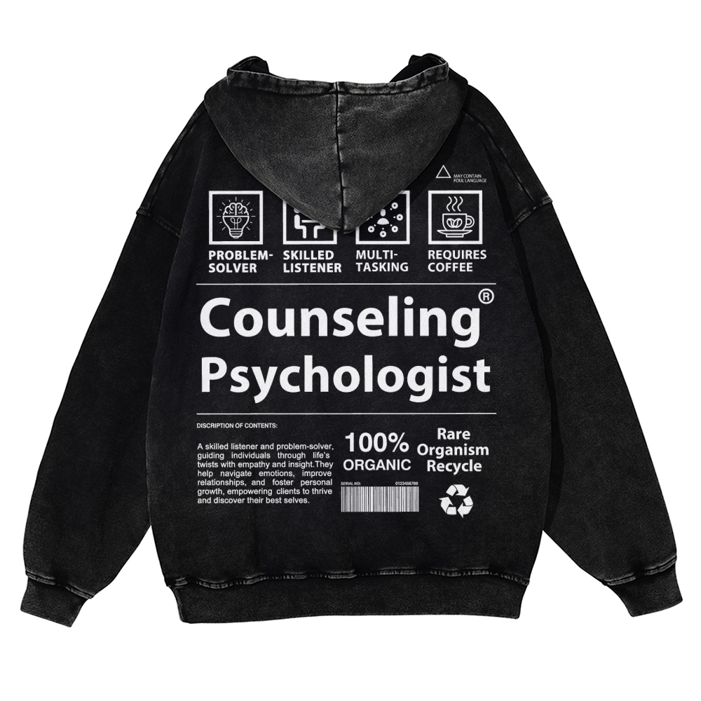 Counseling Psychologist Unisex Fit Vintage Washed Hoodie Customscool