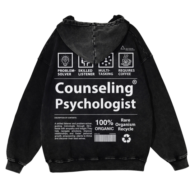 Counseling Psychologist Unisex Fit Vintage Washed Hoodie Customscool