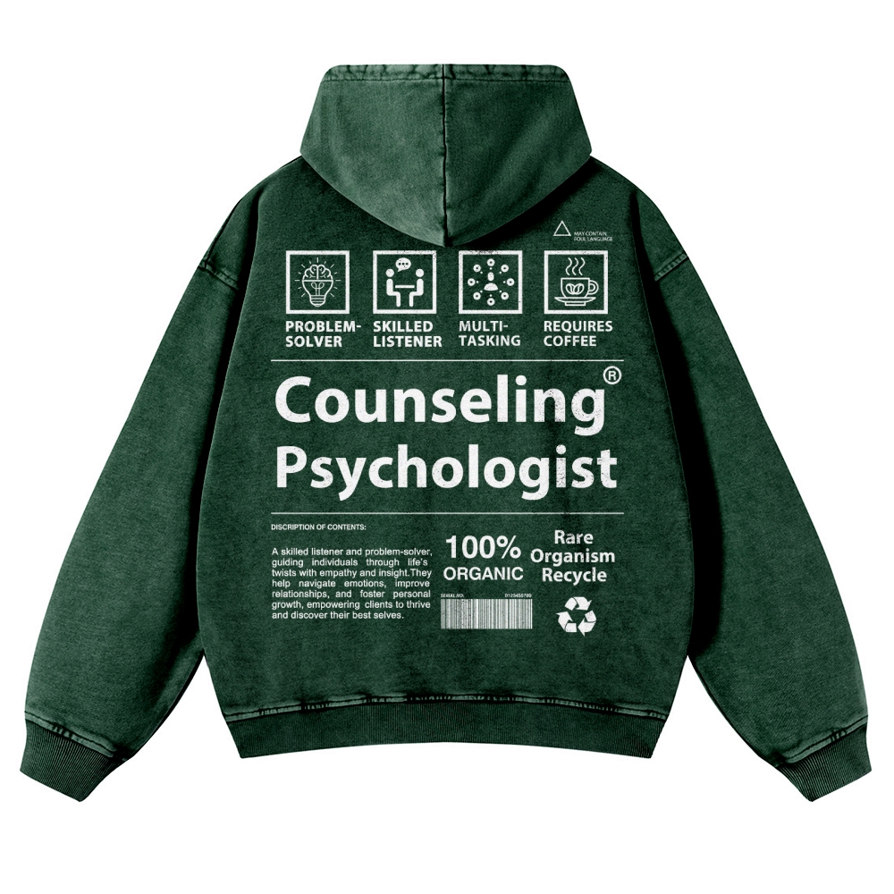 Counseling Psychologist Unisex Fit Vintage Washed Hoodie Customscool