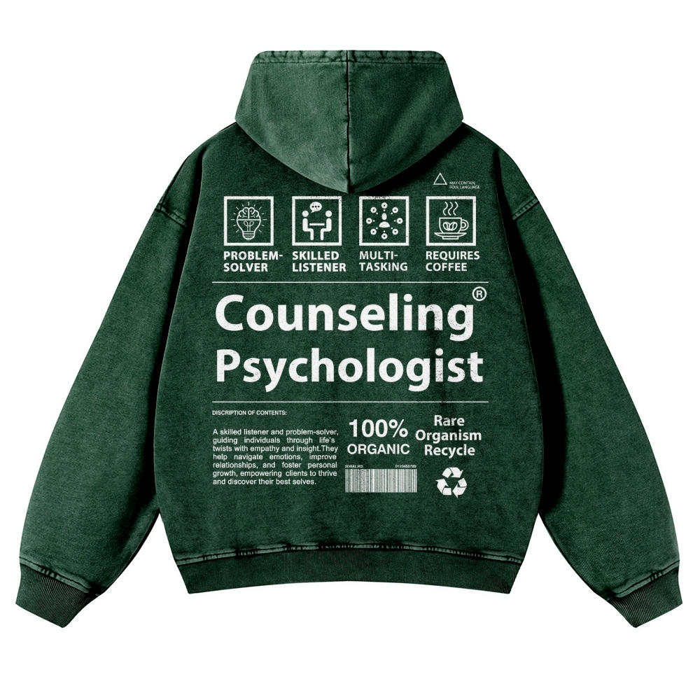 Counseling Psychologist Unisex Fit Vintage Washed Hoodie Customscool