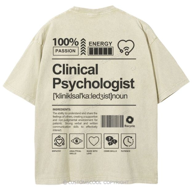 Clinical Psychologist Unisex Fit Washed T-Shirt Customscool