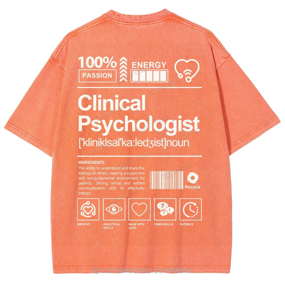 Clinical Psychologist Unisex Fit Washed T-Shirt Customscool