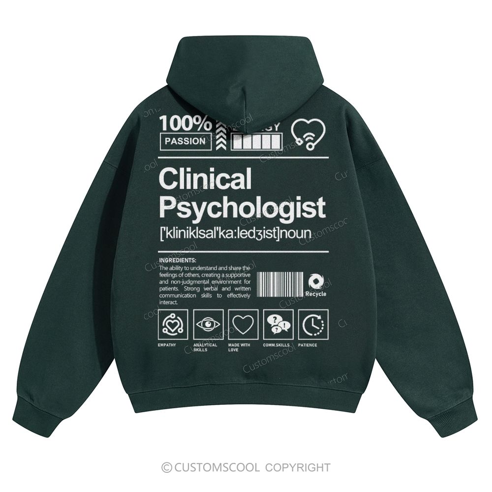 Clinical Psychologist Solid Color Hoodie Customscool