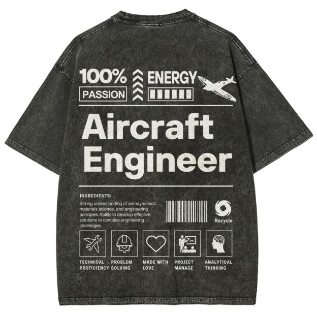 Aircraft Engineer Unisex Fit Washed T-Shirt Customscool