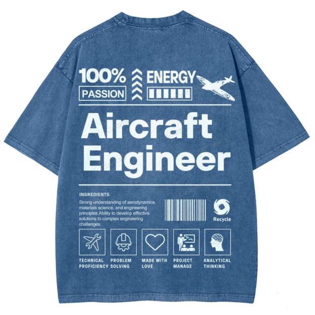 Aircraft Engineer Unisex Fit Washed T-Shirt Customscool