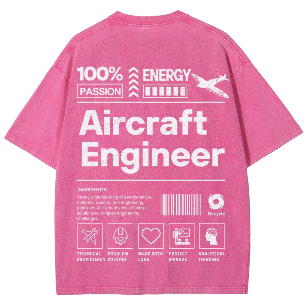 Aircraft Engineer Unisex Fit Washed T-Shirt Customscool