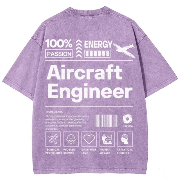 Aircraft Engineer Unisex Fit Washed T-Shirt Customscool