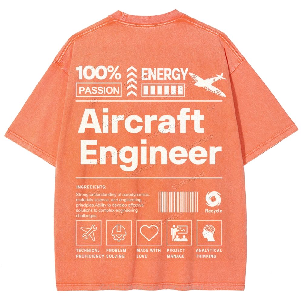 Aircraft Engineer Unisex Fit Washed T-Shirt Customscool