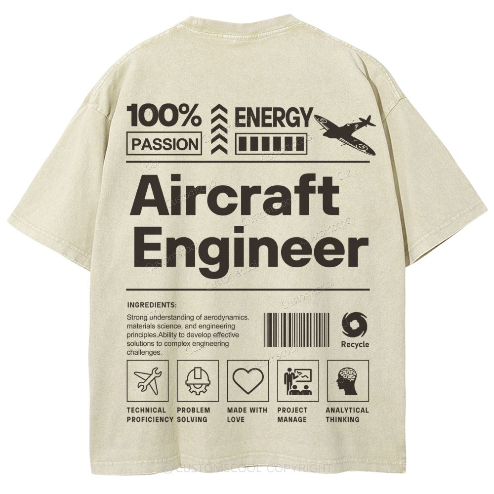 Aircraft Engineer Unisex Fit Washed T-Shirt Customscool