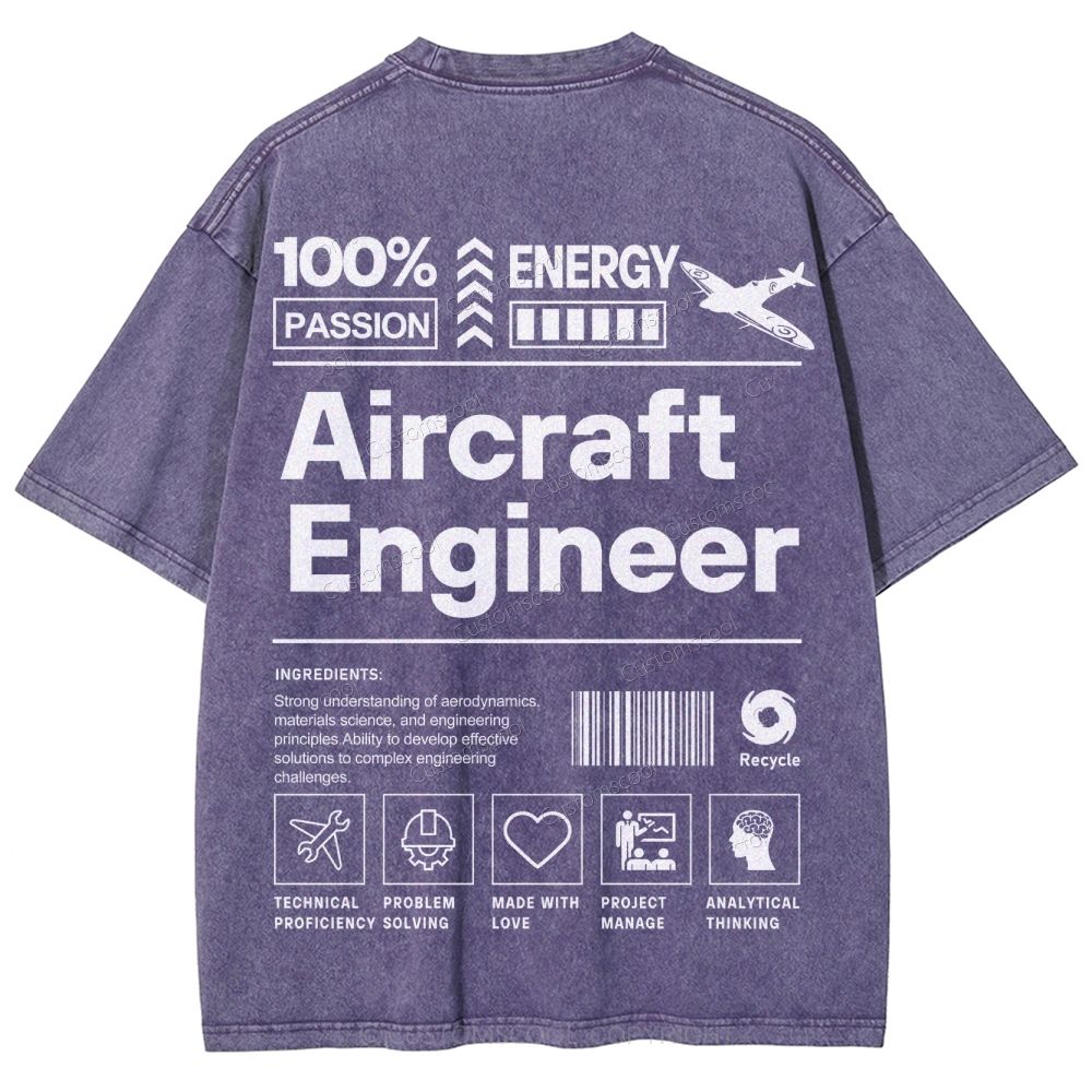 Aircraft Engineer Unisex Fit Washed T-Shirt Customscool