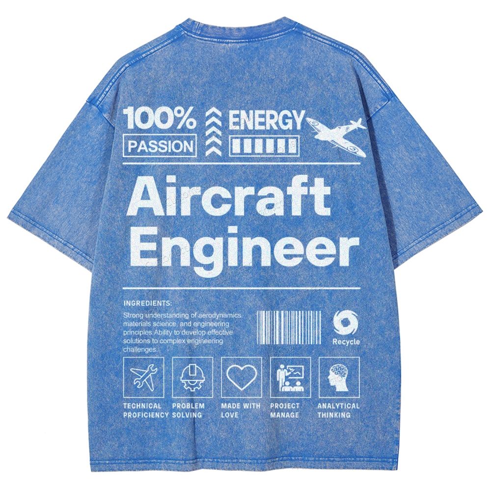 Aircraft Engineer Unisex Fit Washed T-Shirt Customscool