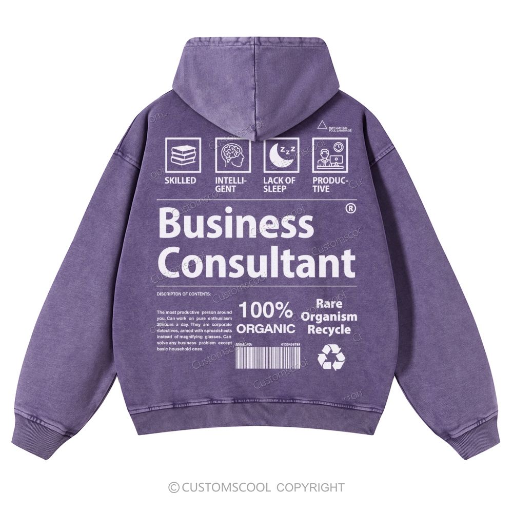 Business Consultant Casual Washed Hoodie Customscool