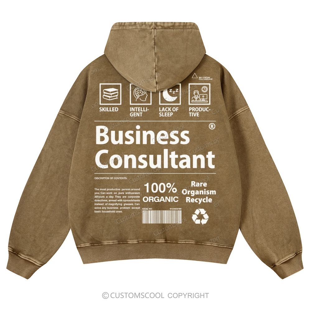 Business Consultant Casual Washed Hoodie Customscool