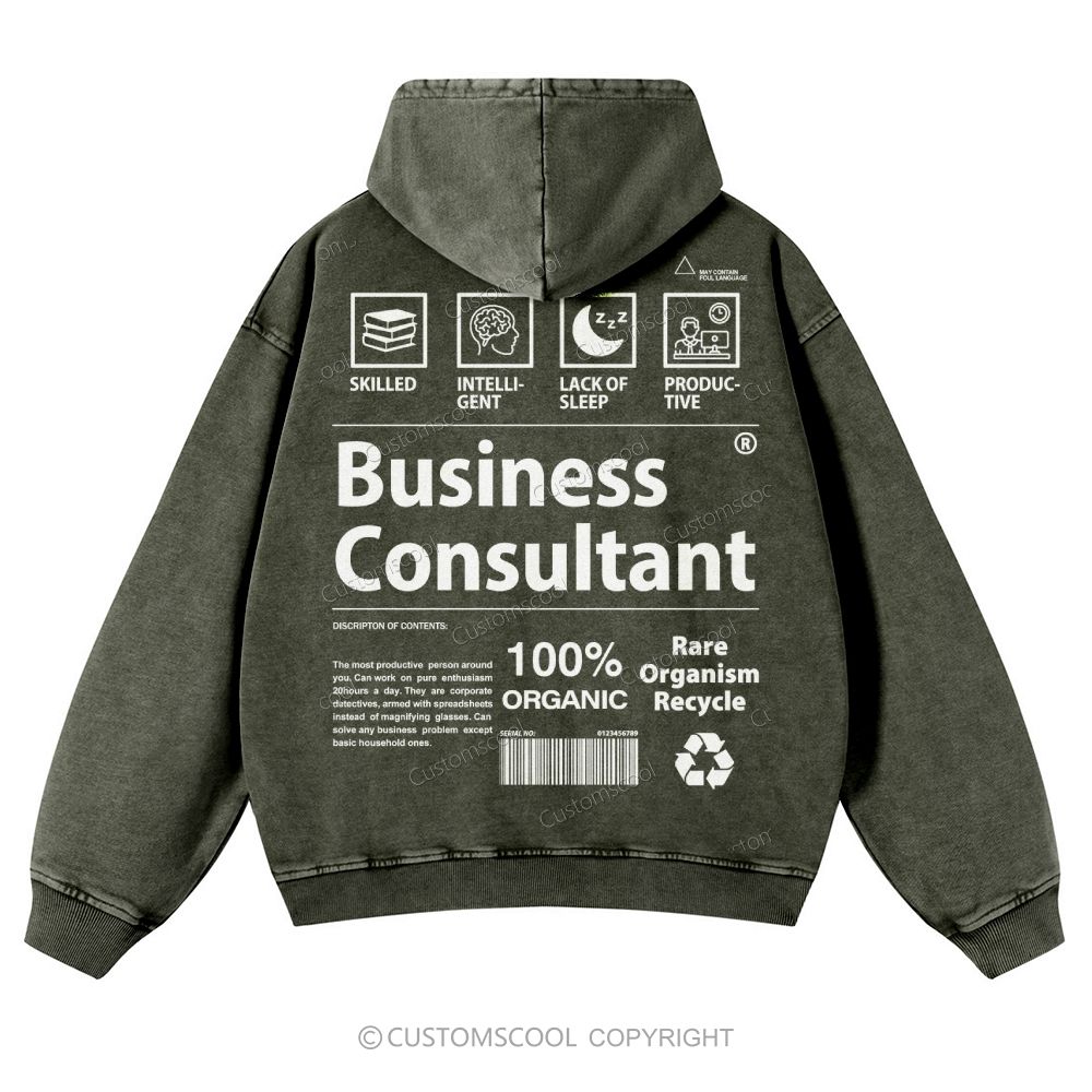 Business Consultant Casual Washed Hoodie Customscool
