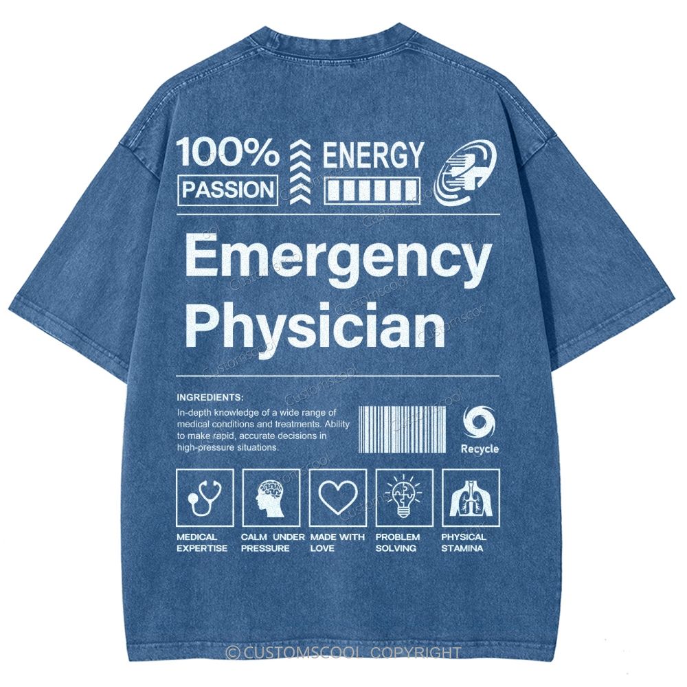 Emergency Physician Unisex Fit Washed T-Shirt Customscool