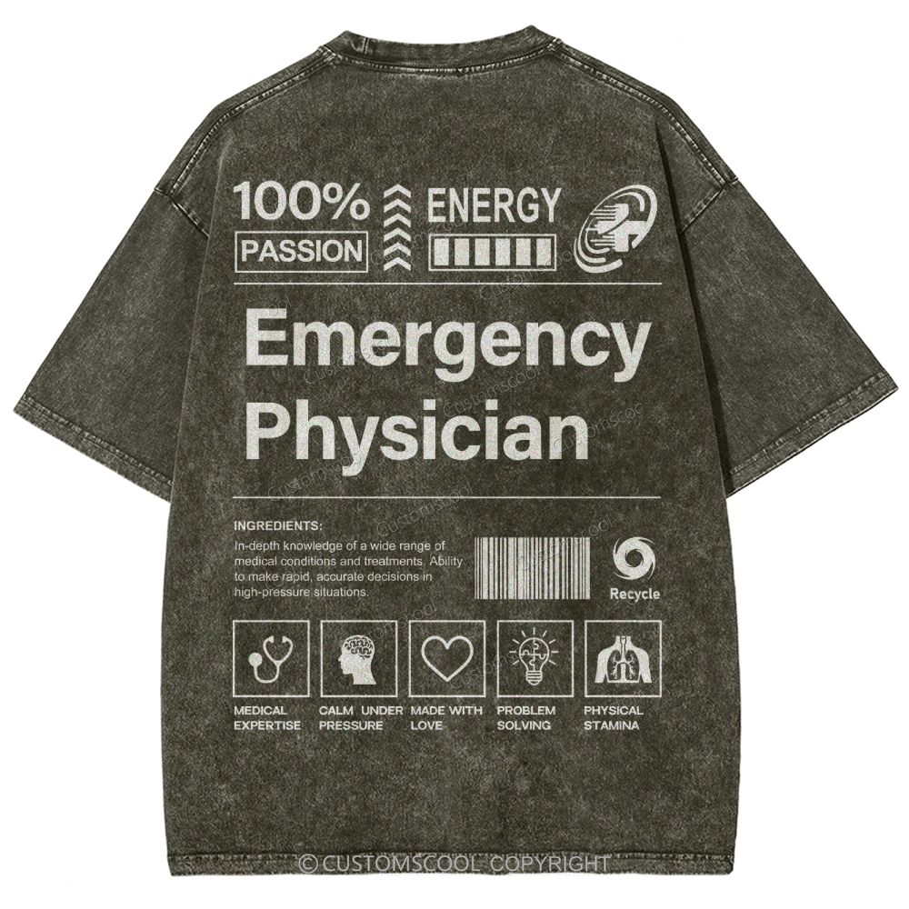 Emergency Physician Unisex Fit Washed T-Shirt Customscool