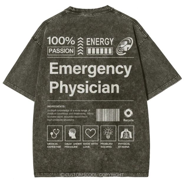 Emergency Physician Unisex Fit Washed T-Shirt Customscool