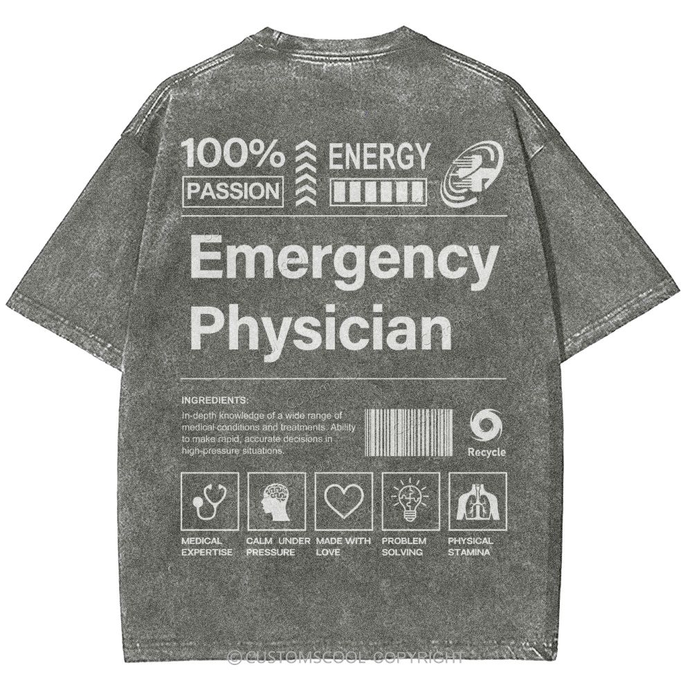 Emergency Physician Unisex Fit Washed T-Shirt Customscool