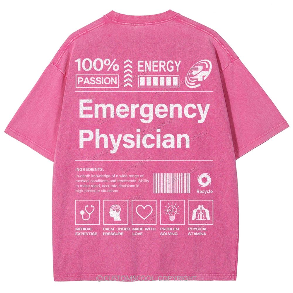 Emergency Physician Unisex Fit Washed T-Shirt Customscool