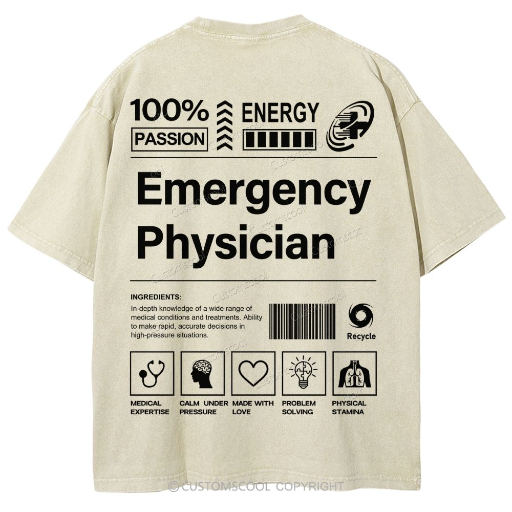Emergency Physician Unisex Fit Washed T-Shirt Customscool