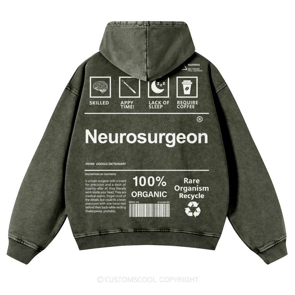 Neurosurgeon Casual Washed Hoodie Customscool