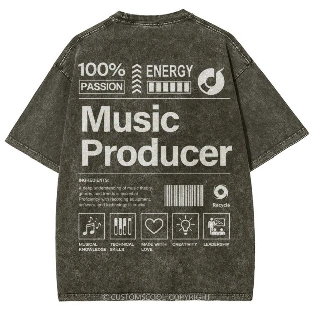 Music Producer Unisex Fit Washed T-Shirt Customscool