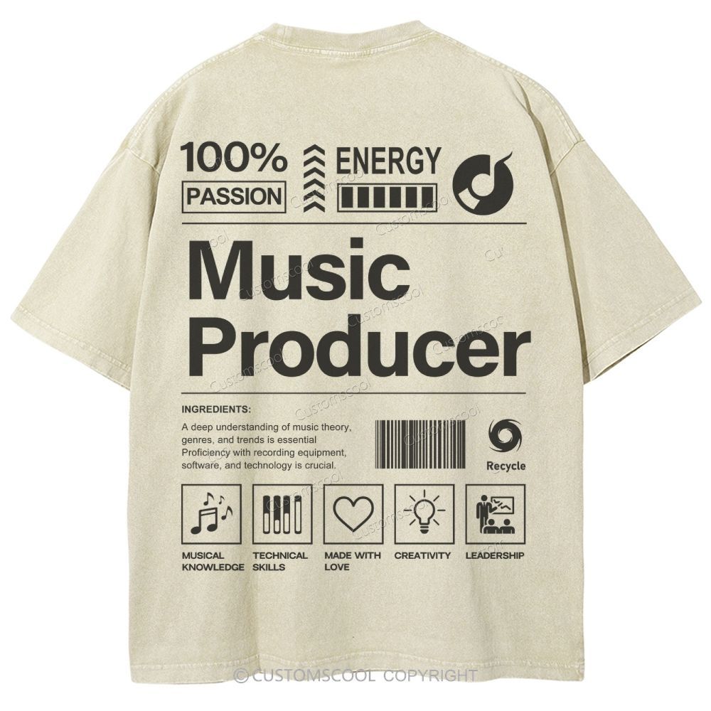Music Producer Unisex Fit Washed T-Shirt Customscool