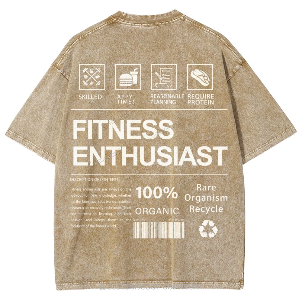 FITNESS ENTHUSIAST Unisex Fit Washed T-Shirt Customscool