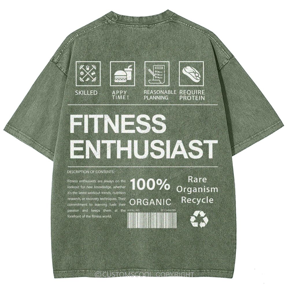 FITNESS ENTHUSIAST Unisex Fit Washed T-Shirt Customscool