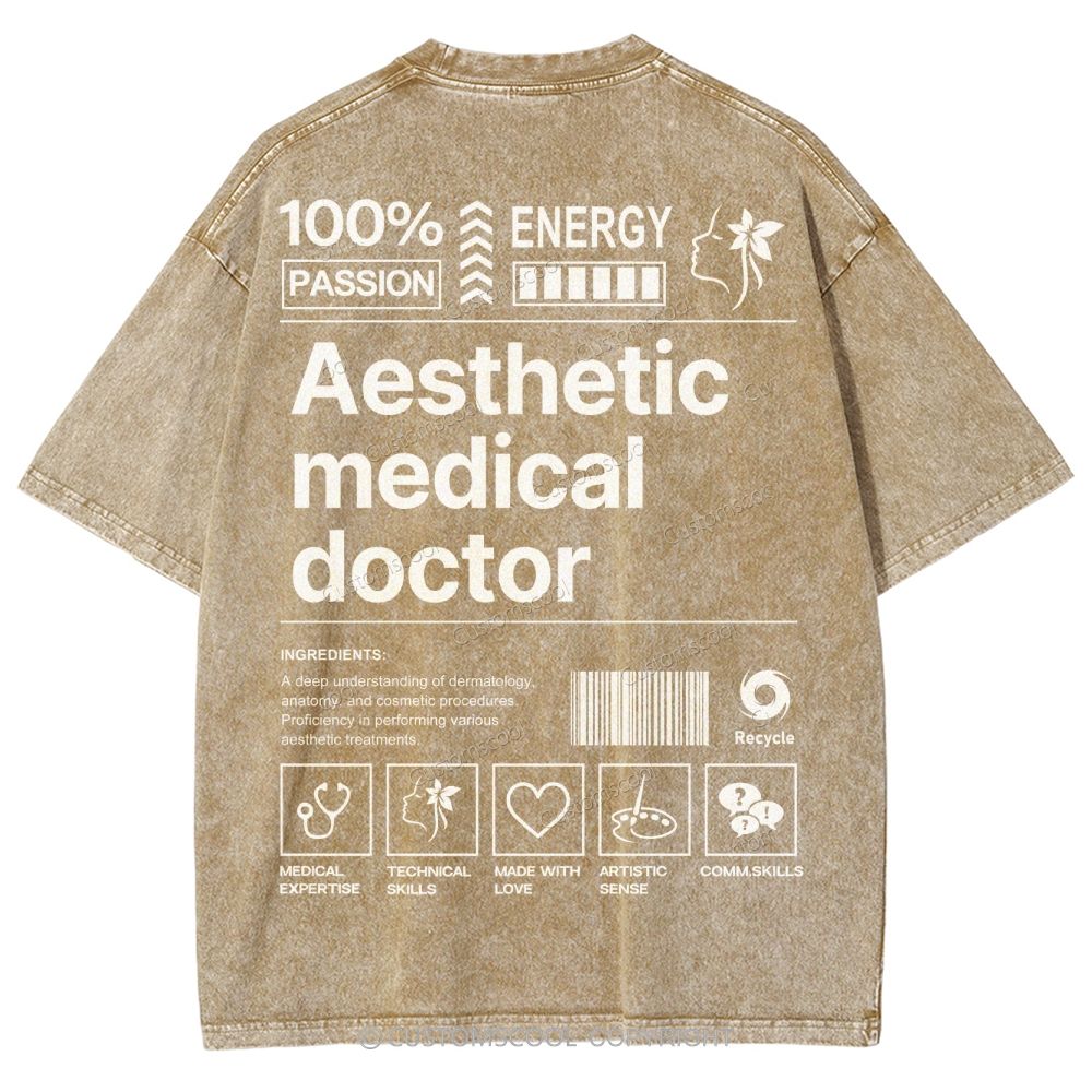 Aesthetic Medical Doctor Unisex Fit Washed T-Shirt Customscool