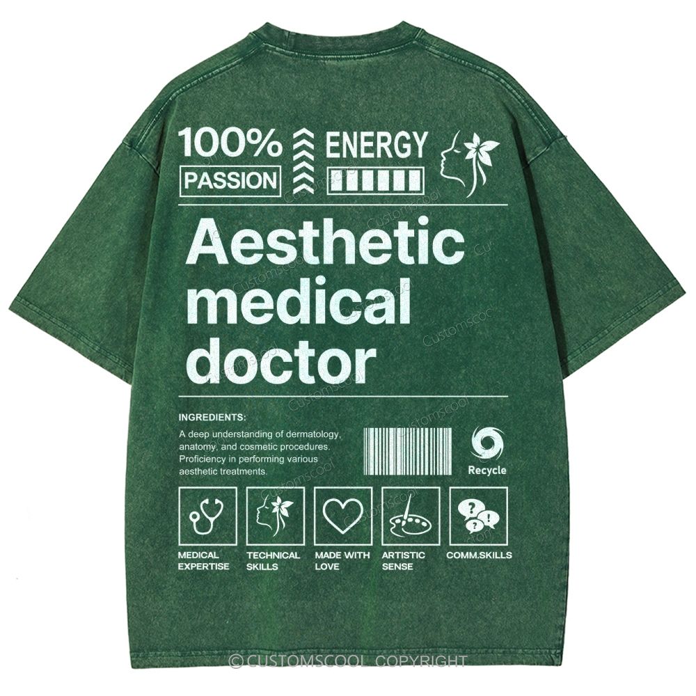 Aesthetic Medical Doctor Unisex Fit Washed T-Shirt Customscool