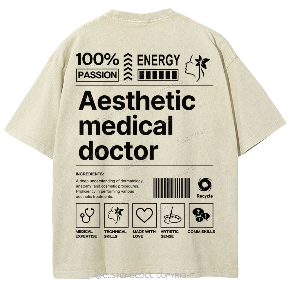 Aesthetic Medical Doctor Unisex Fit Washed T-Shirt Customscool