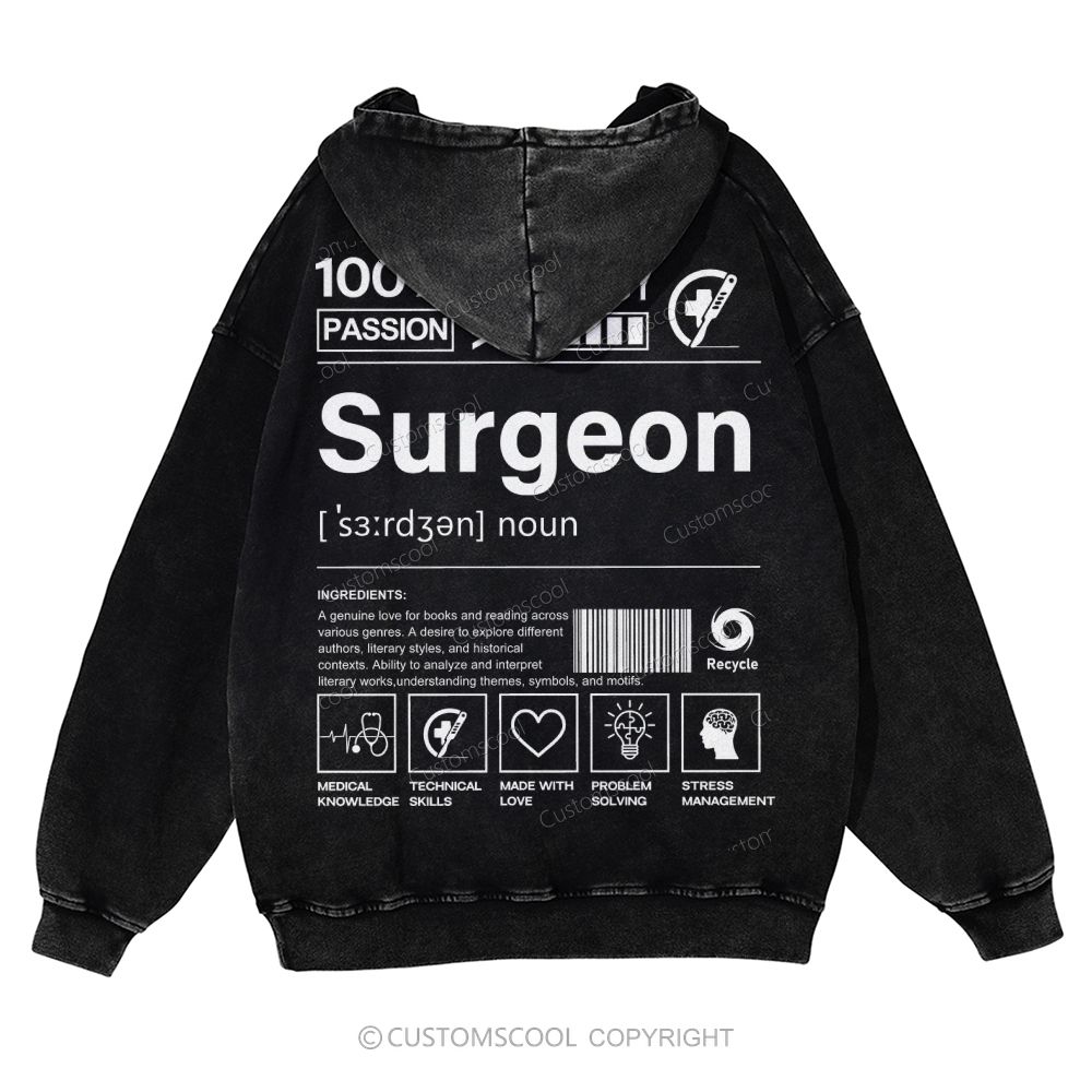 Surgeon Casual Washed Hoodie Customscool
