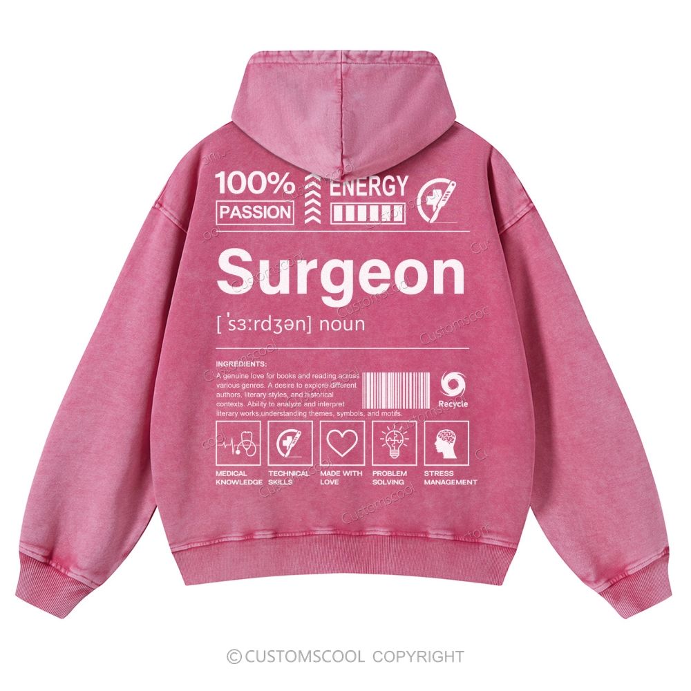 Surgeon Casual Washed Hoodie Customscool