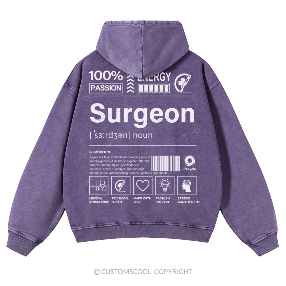 Surgeon Casual Washed Hoodie Customscool