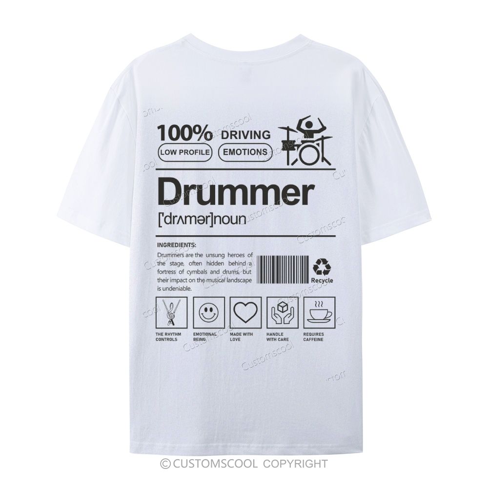 Drummer Casual Short Sleeve T-Shirt Customscool