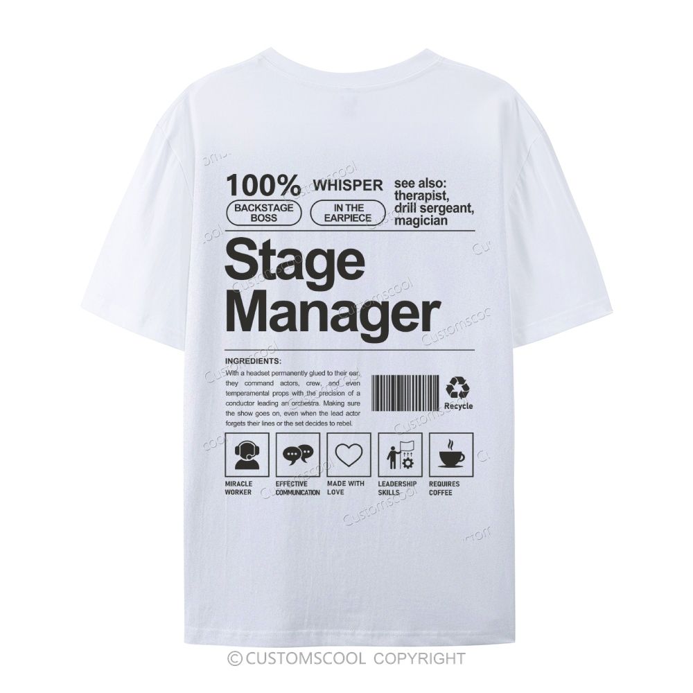 Stage Manager Casual Short Sleeve T-Shirt Customscool
