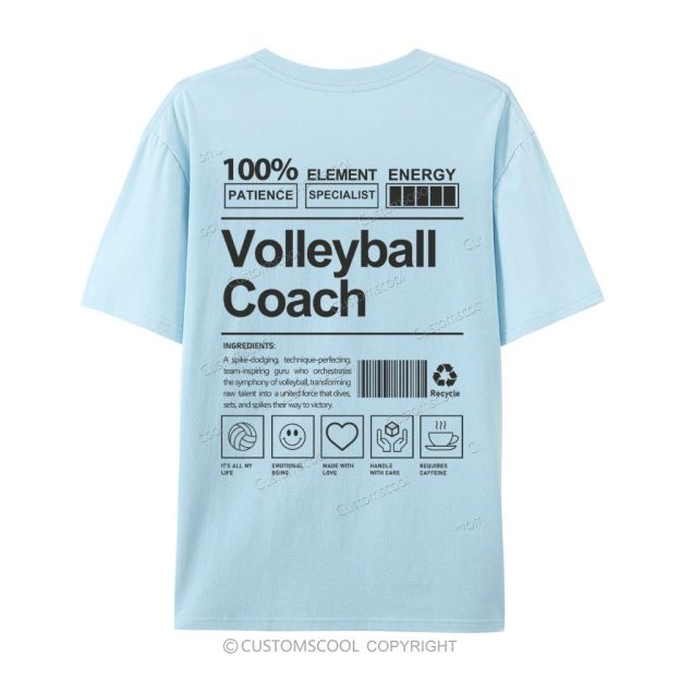 Volleyball Coach Casual Short Sleeve T-Shirt Customscool
